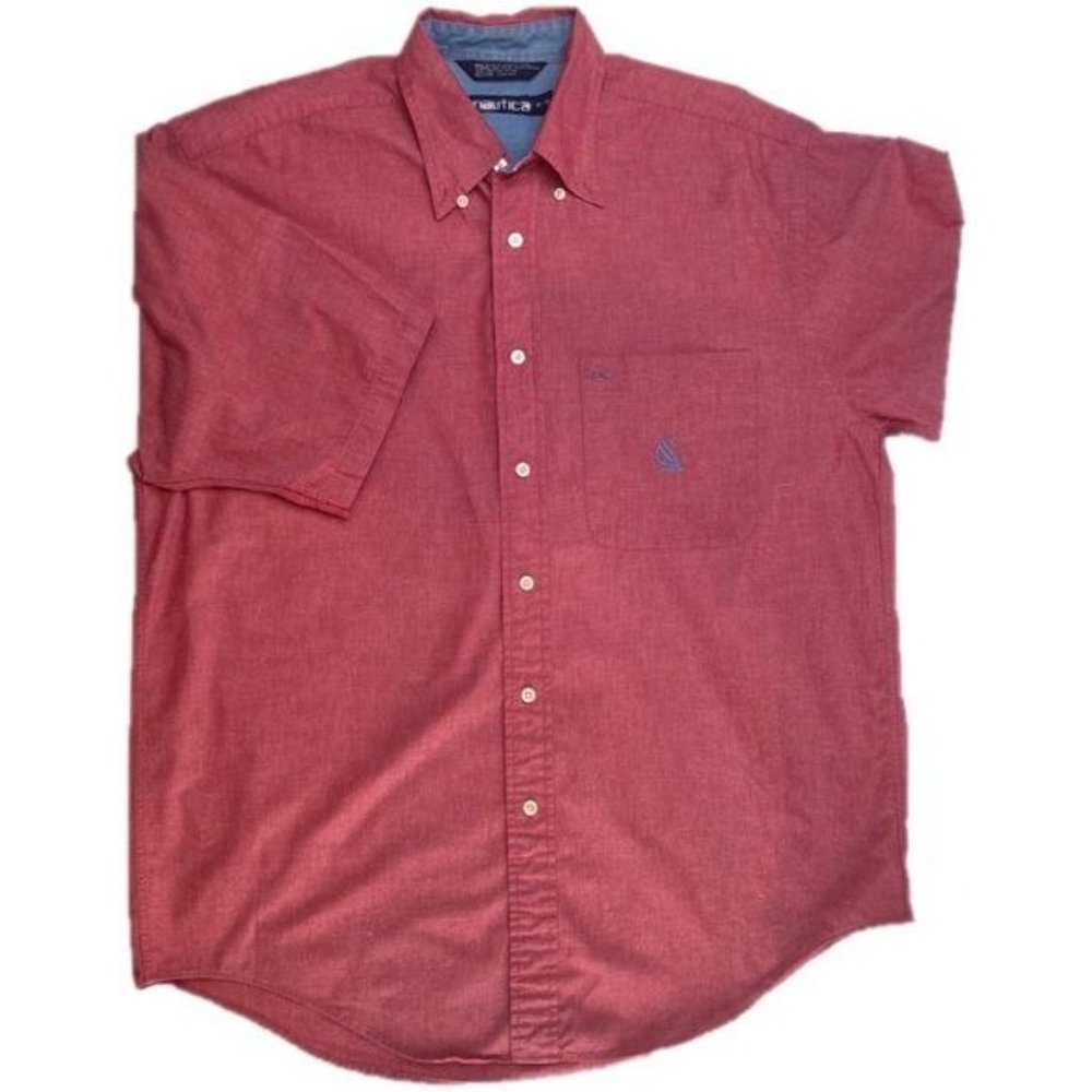 Vintage Nautica Mens Button-down Short Sleeve Casual Shirt Size M - Picture 4 of 7